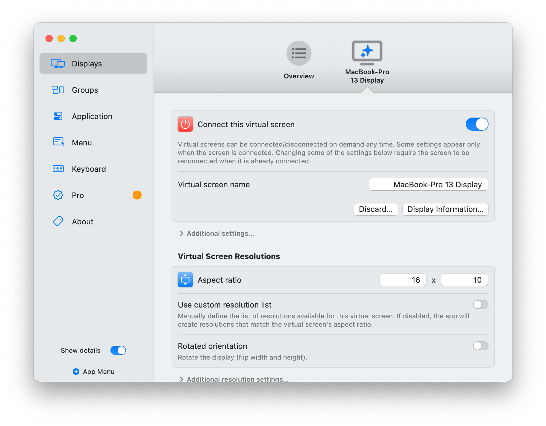 BetterDisplay Settings